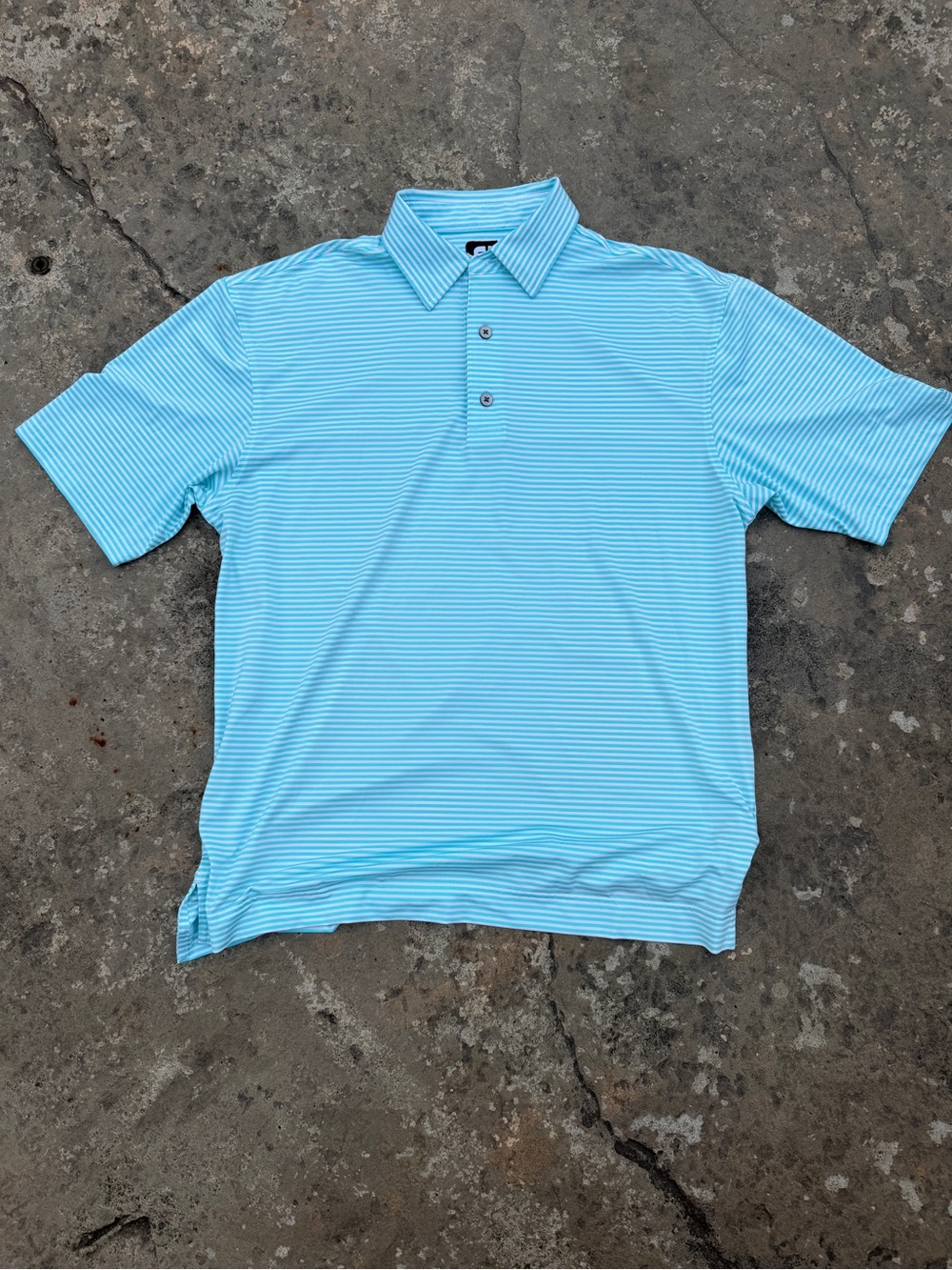 FootJoy Light Blue Horizontal Stripe Golf Polo